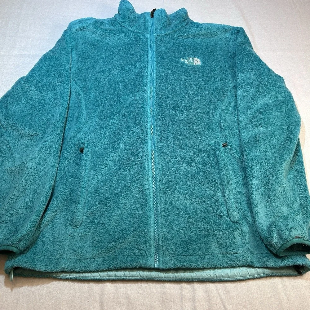 The North Face Girls Green Osito Fleece Hiking Outdoor Jacket Full Zip XL - Picture 1 of 10